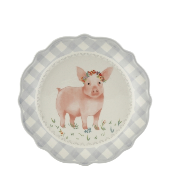 ❤️ New Pioneer Woman Gingham Grey 12-Piece Dinnerware Set - Picture 5 of 8